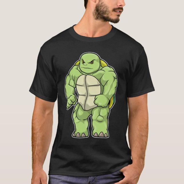 Turtle as Bodybuilder with Six pack T-Shirt (Front)
