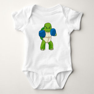 Turtle as Boxer with Boxing gloves Baby Bodysuit