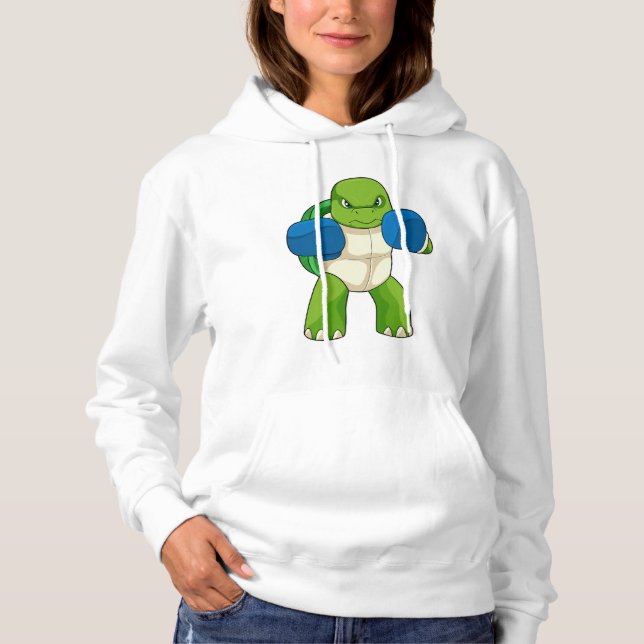 Turtle as Boxer with Boxing gloves Hoodie (Front)