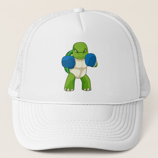 Turtle as Boxer with Boxing gloves Trucker Hat (Front)