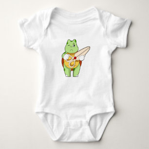 Turtle as Hairdresser with Scissors Baby Bodysuit