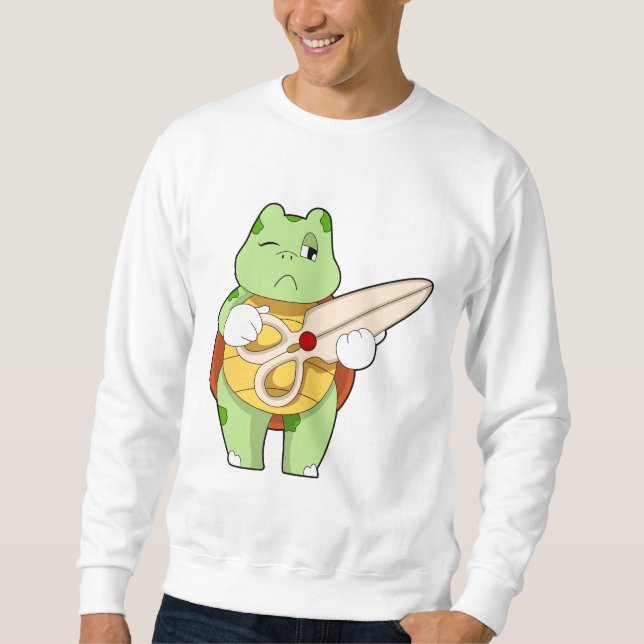 Turtle as Hairdresser with Scissors Sweatshirt (Front)