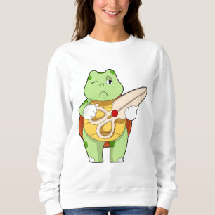 Turtle as Hairdresser with Scissors Sweatshirt