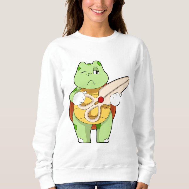 Turtle as Hairdresser with Scissors Sweatshirt (Front)