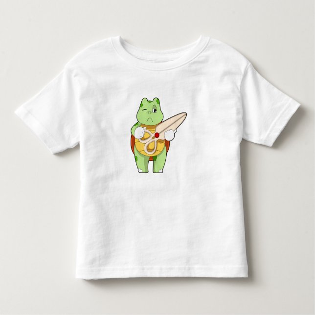 Turtle as Hairdresser with Scissors Toddler T-Shirt (Front)