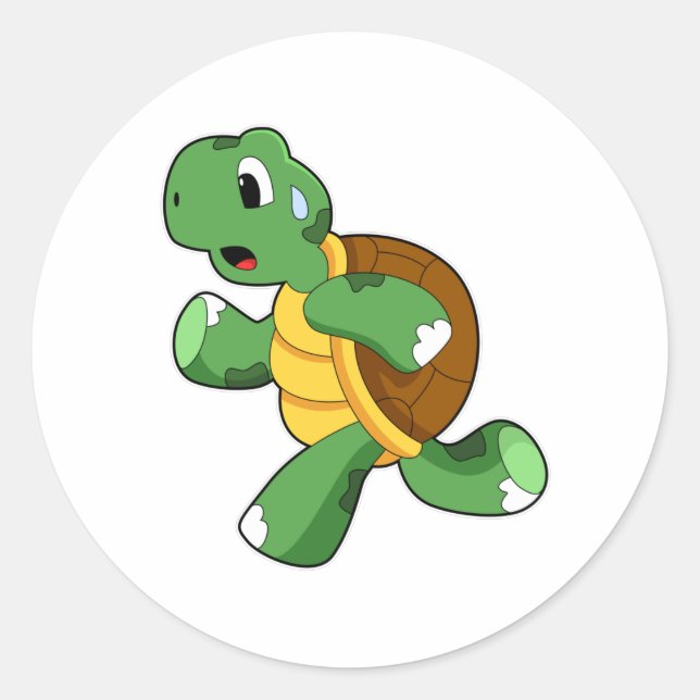Turtle as Jogger at Running Classic Round Sticker (Front)
