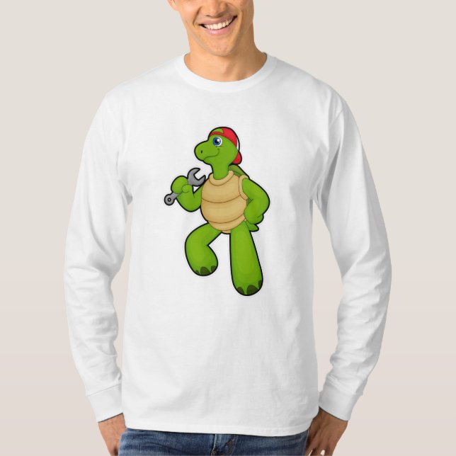 Turtle as Mechanic with Wrench & Cap T-Shirt (Front)