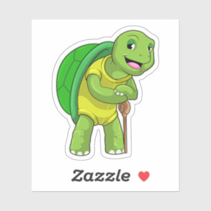 Turtle as Pensioner with Walking stick