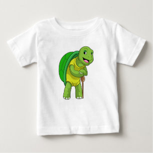Turtle as Pensioner with Walking stick Baby T-Shirt