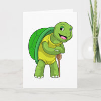 Turtle as Pensioner with Walking stick