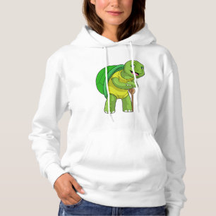 Turtle as Pensioner with Walking stick Hoodie