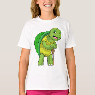 Turtle as Pensioner with Walking stick T-Shirt