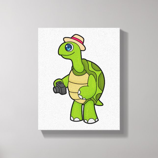 Turtle as Photographer with Camera Canvas Print (Front)