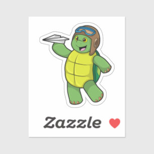 Turtle as Pilot with Paper plane