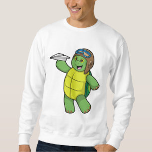 Turtle as Pilot with Paper plane Sweatshirt