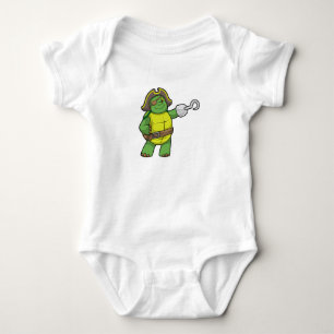 Turtle as Pirate with Hooked hand & Eye patch Baby Bodysuit