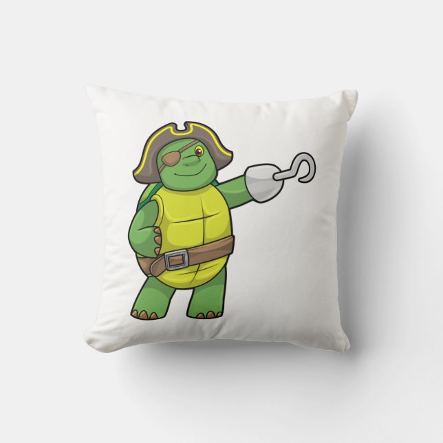 Turtle as Pirate with Hooked hand & Eye patch Cushion (Front)