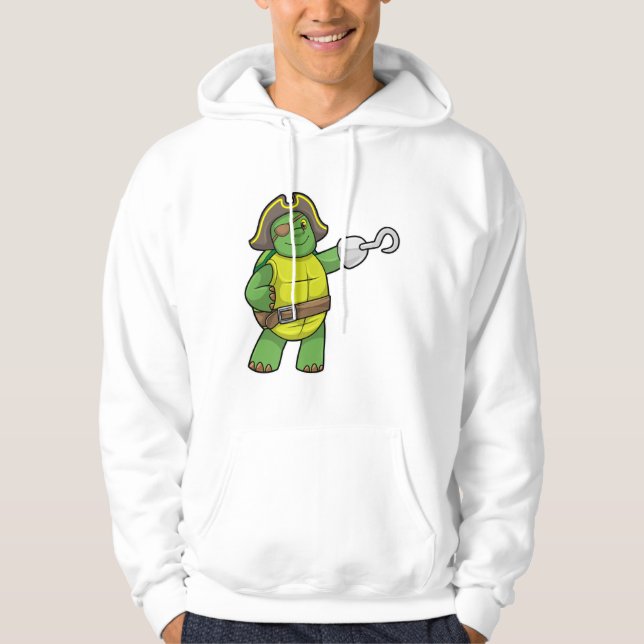 Turtle as Pirate with Hooked hand & Eye patch Hoodie (Front)