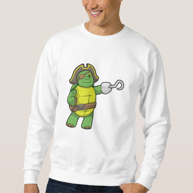 Turtle as Pirate with Hooked hand & Eye patch Sweatshirt (Front)