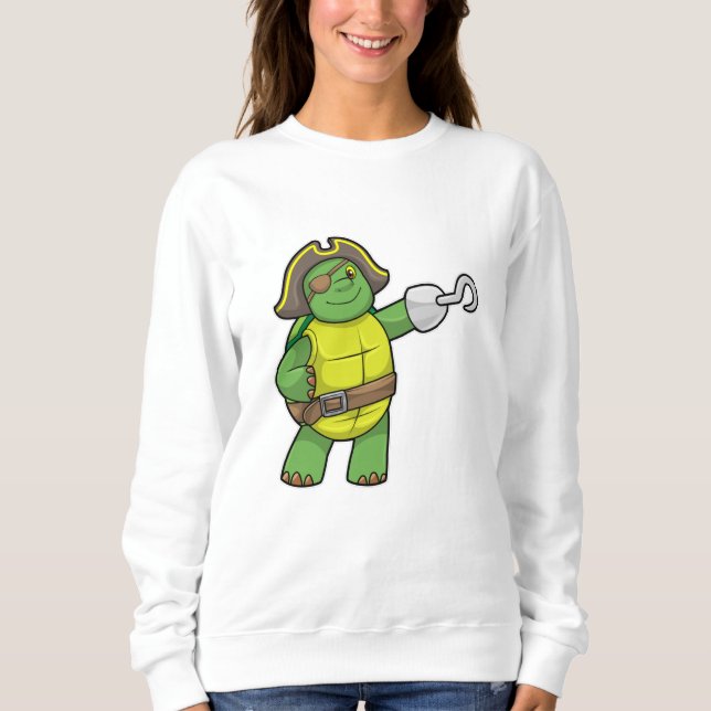 Turtle as Pirate with Hooked hand & Eye patch Sweatshirt (Front)