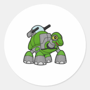 Turtle as Robot with Cannons Classic Round Sticker