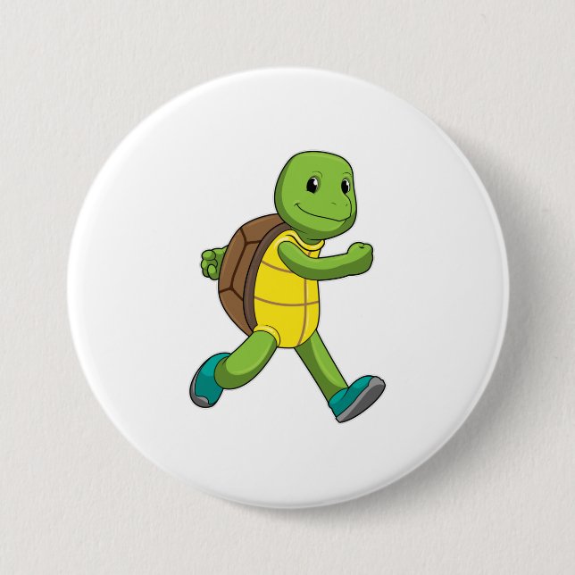 Turtle as Runner at Running 7.5 Cm Round Badge (Front)
