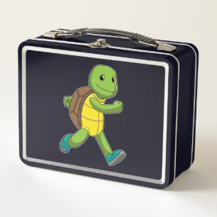 Turtle as Runner at Running Metal Lunch Box