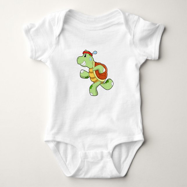 Turtle as Runner Baby Bodysuit (Front)
