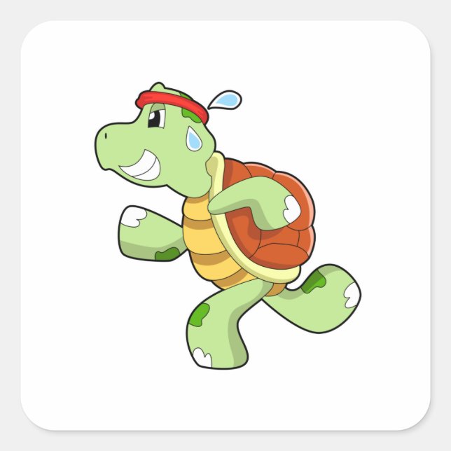 Turtle as Runner Square Sticker (Front)