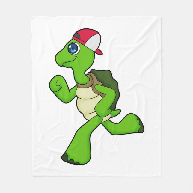 Turtle as Runner with Cap Fleece Blanket (Front)