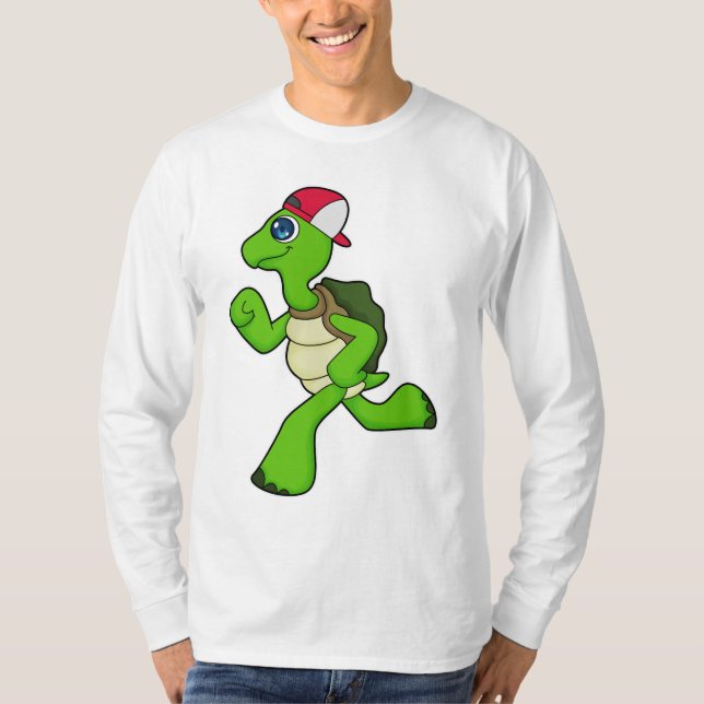 Turtle as Runner with Cap T-Shirt (Front)