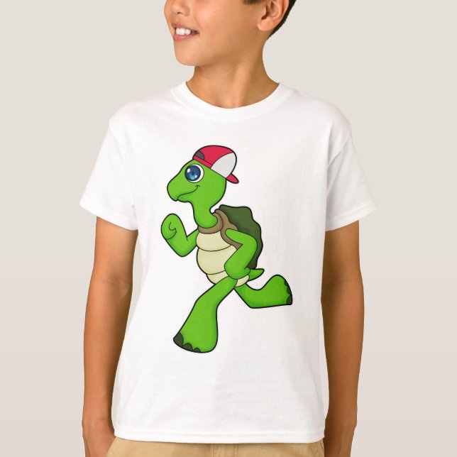 Turtle as Runner with Cap T-Shirt (Front)
