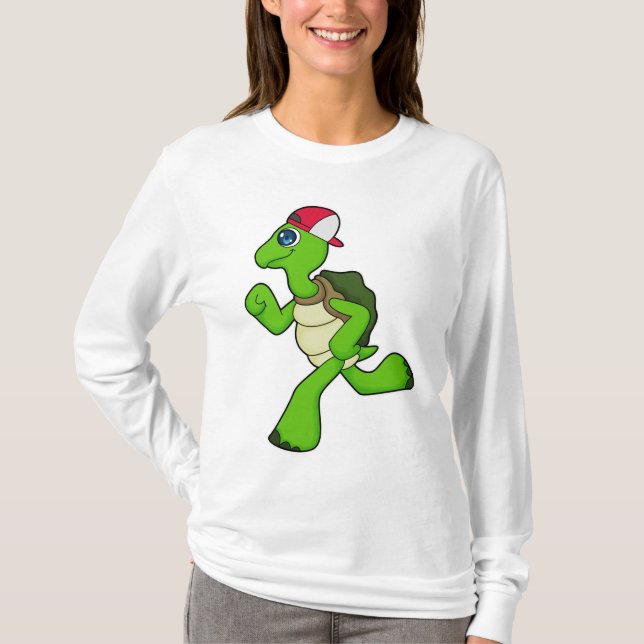 Turtle as Runner with Cap T-Shirt (Front)