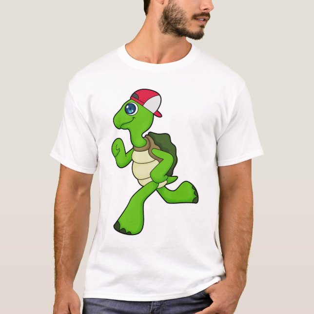 Turtle as Runner with Cap T-Shirt (Front)