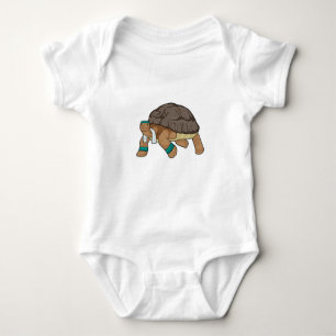 Turtle as Runner with Towel Baby Bodysuit