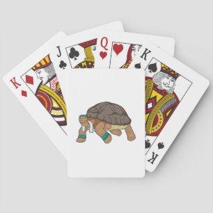 Turtle as Runner with Towel Playing Cards