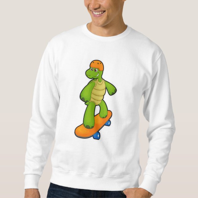 Turtle as Skateboarder with Skateboard & Helmet Sweatshirt (Front)