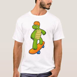 Turtle as Skateboarder with Skateboard & Helmet T-Shirt