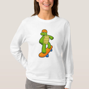 Turtle as Skateboarder with Skateboard & Helmet T-Shirt