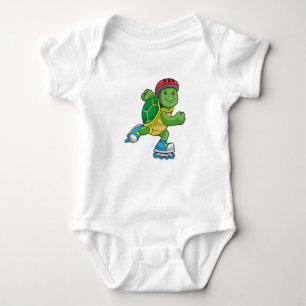 Turtle as Skater with Inline skates & Helmet Baby Bodysuit