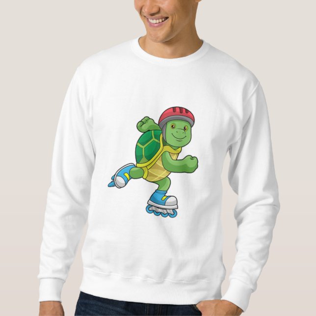 Turtle as Skater with Inline skates & Helmet Sweatshirt (Front)