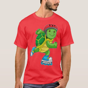 Turtle as Skater with Inline skates Helmet T-Shirt