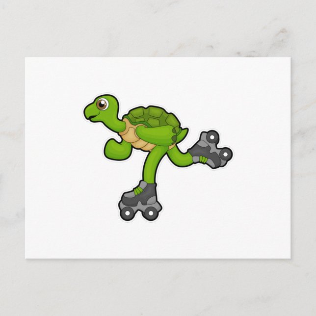 Turtle as Skater with Roller skates Postcard (Front)