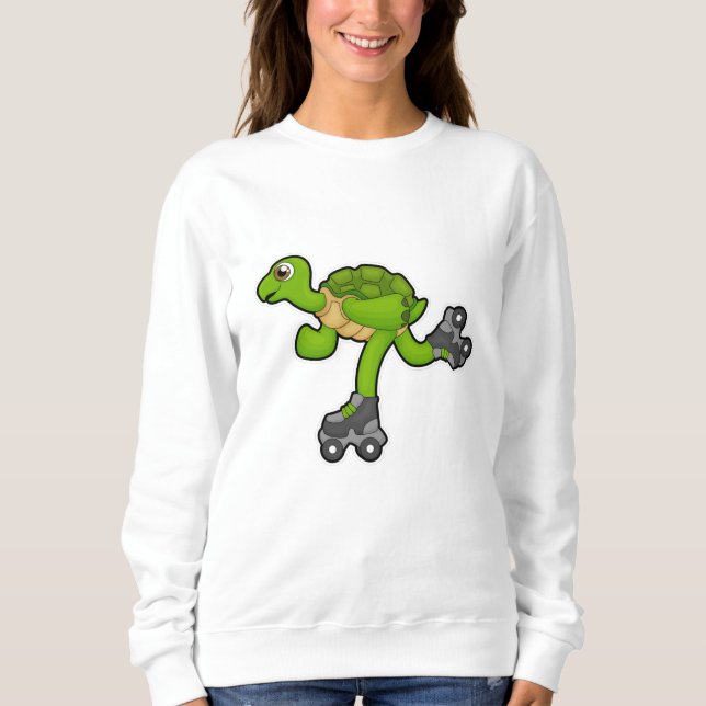 Turtle as Skater with Roller skates Sweatshirt (Front)