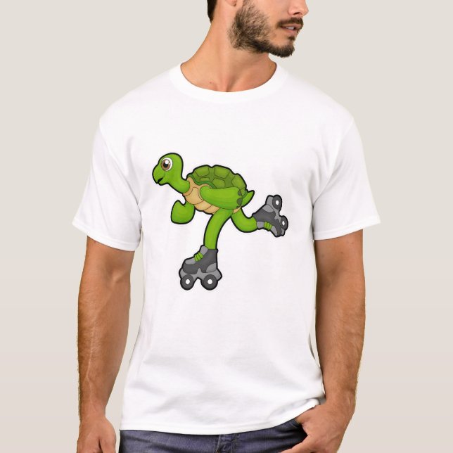 Turtle as Skater with Roller skates T-Shirt (Front)