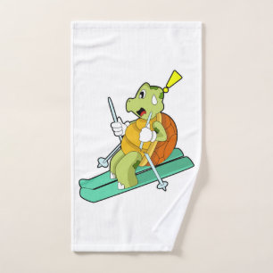 Turtle As Skier With Ski Hand Towel