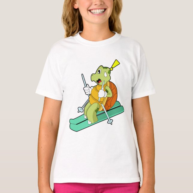 Turtle as Skier with Ski T-Shirt (Front)