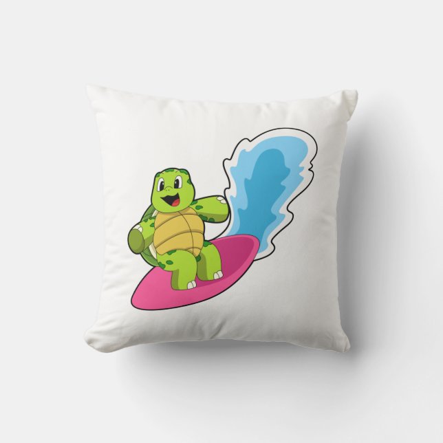 Turtle as Surfer with Surfboard Cushion (Front)