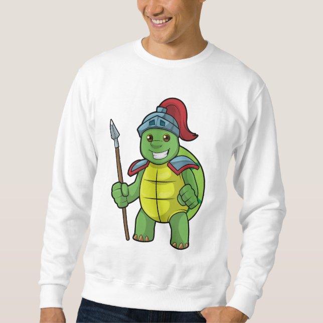Turtle as Warrior with Spear & Helmet Sweatshirt (Front)