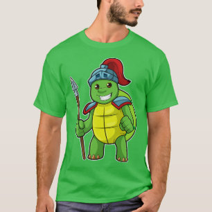 Turtle as Warrior with Spear Helmet T-Shirt